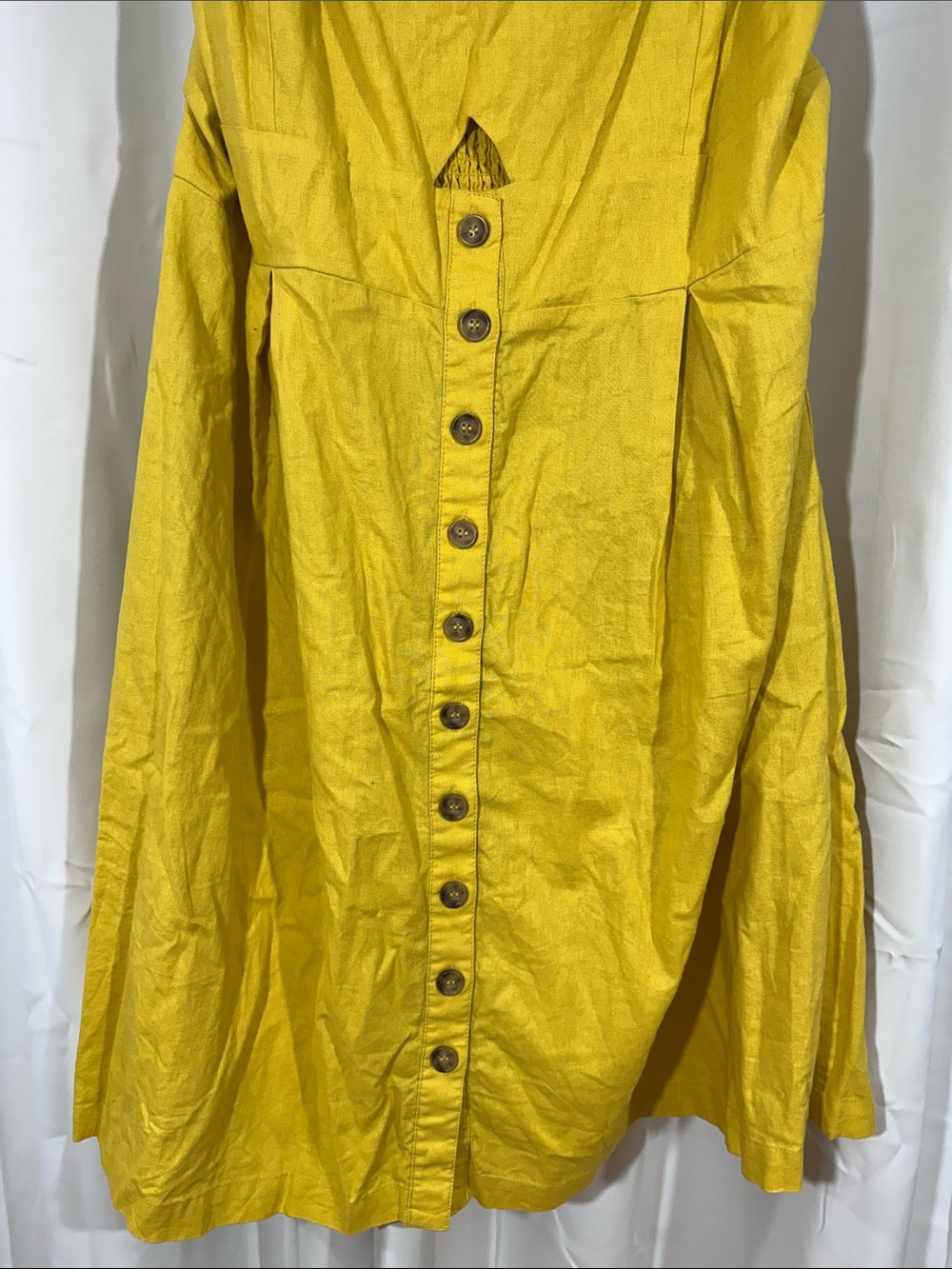 City Chic Yellow Linen Blend Bow Smocked Back Sundress Women's XXL/24 - Picture 5 of 10